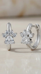 Paw Print Earrings - Dainty Pet Huggie Hoops, Sterling Silver Dog Cat Jewelry