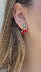 Cherry Stud 14K Gold Plated Hypoallergenic Earrings by Stella Amoré