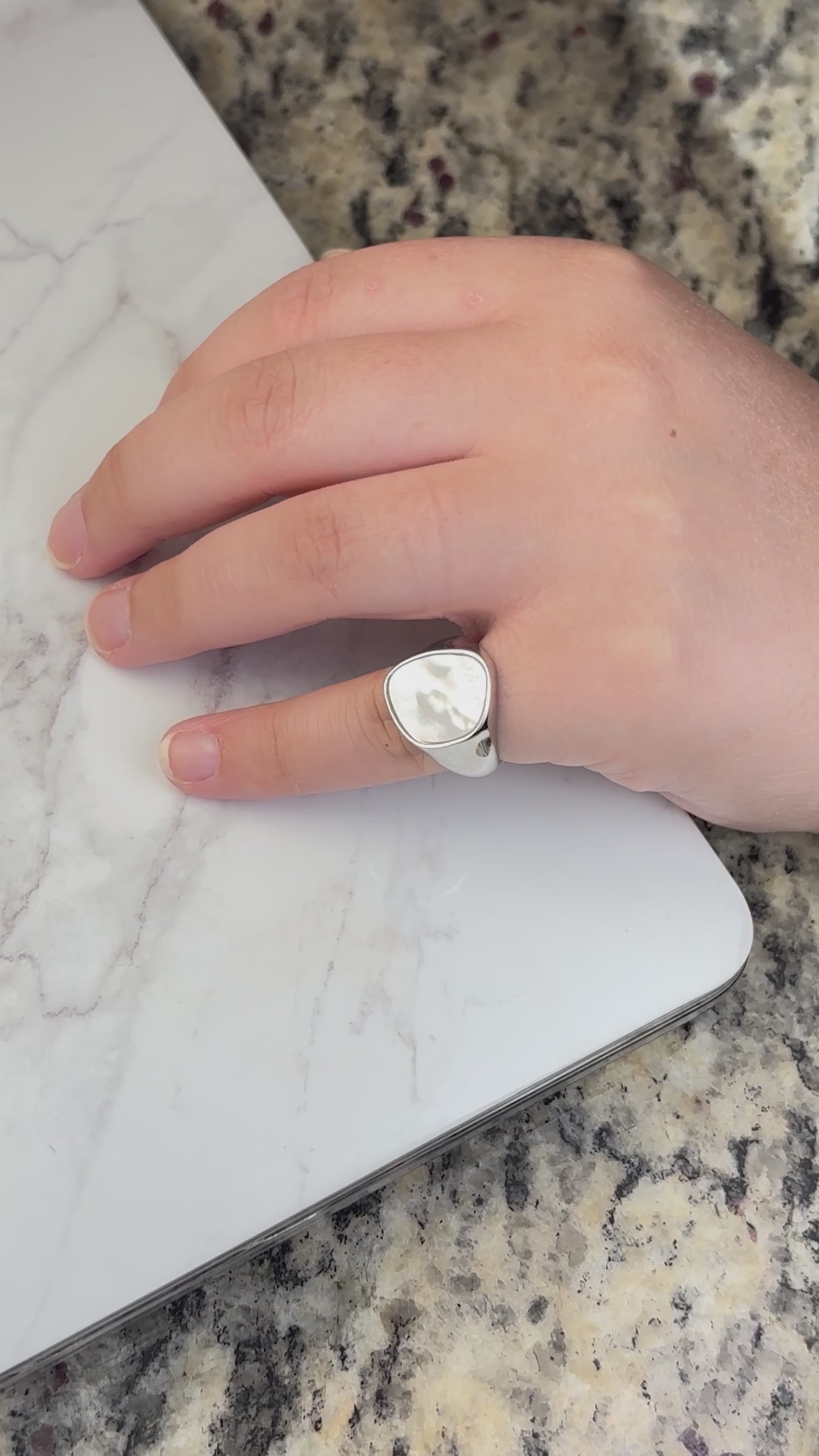 Chunky Unique Mother of Pearl Pinky Ring by Stella Amoré