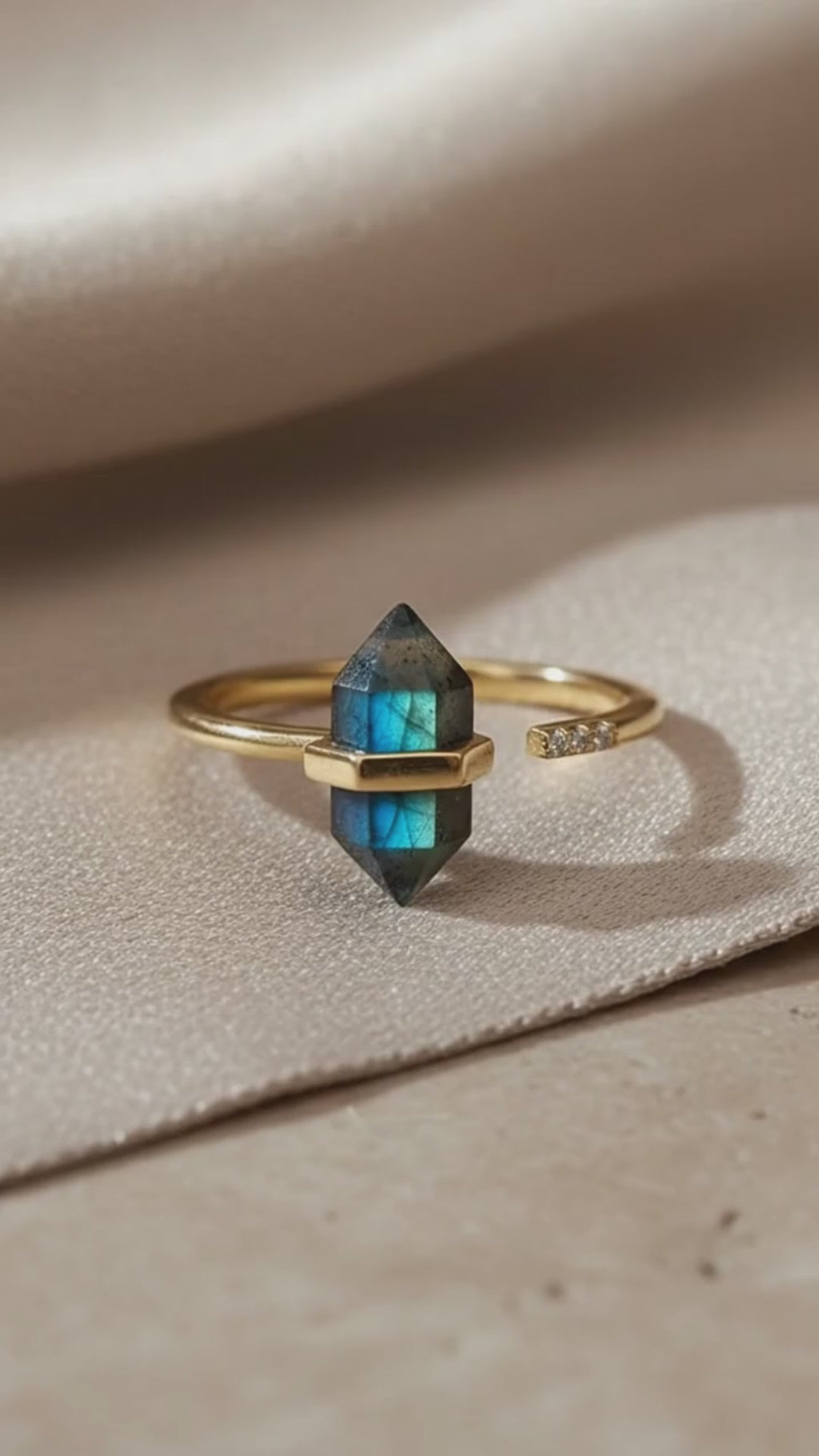 Crystal Point Ring | Hexagonal Crystal Wand | Adjustable Boho Ring by Stella Amoré