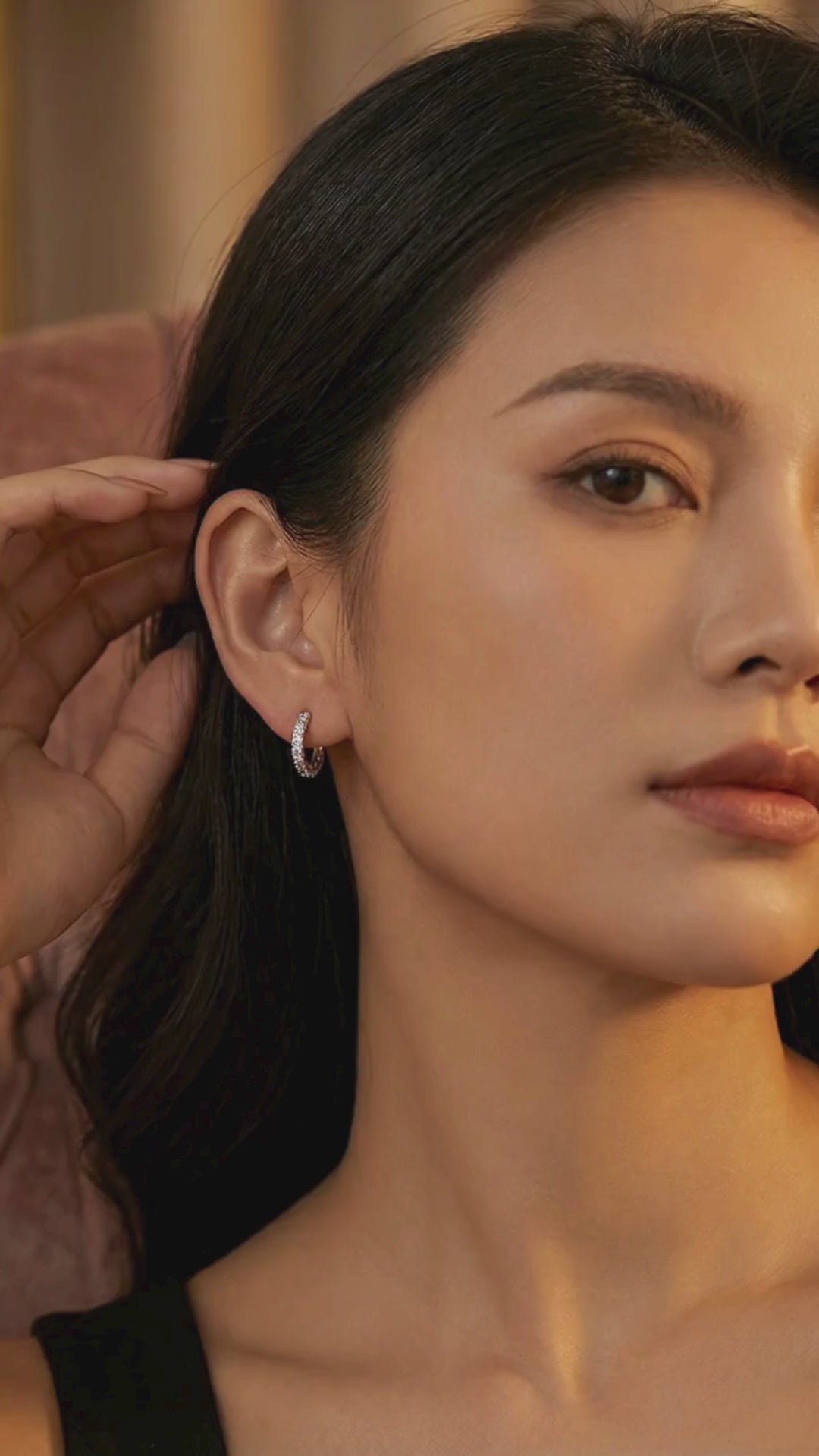 Pavé Huggie Hoop Earrings | Small Gold & Silver Hoops in Sterling Silver | CZ Diamond Huggies | Tiny Minimalist Everyday Hoops