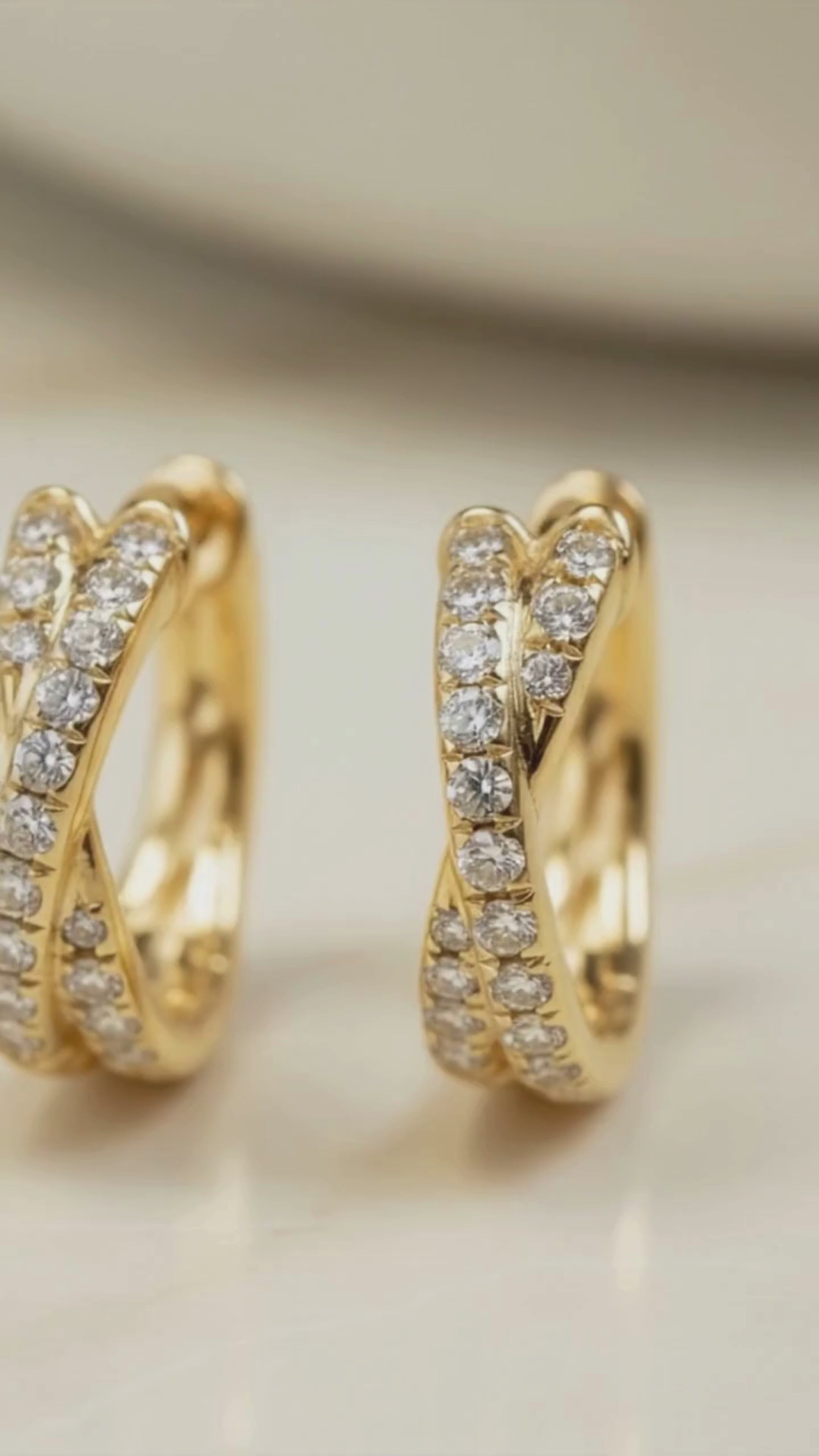 Criss Cross CZ Huggie Hoop Earrings | Sterling Silver or 18K Gold | Dainty Everyday Hoops