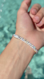 Moissanite Cuban Link Bracelet: 925 Sterling Silver, 18k White Gold Vermeil