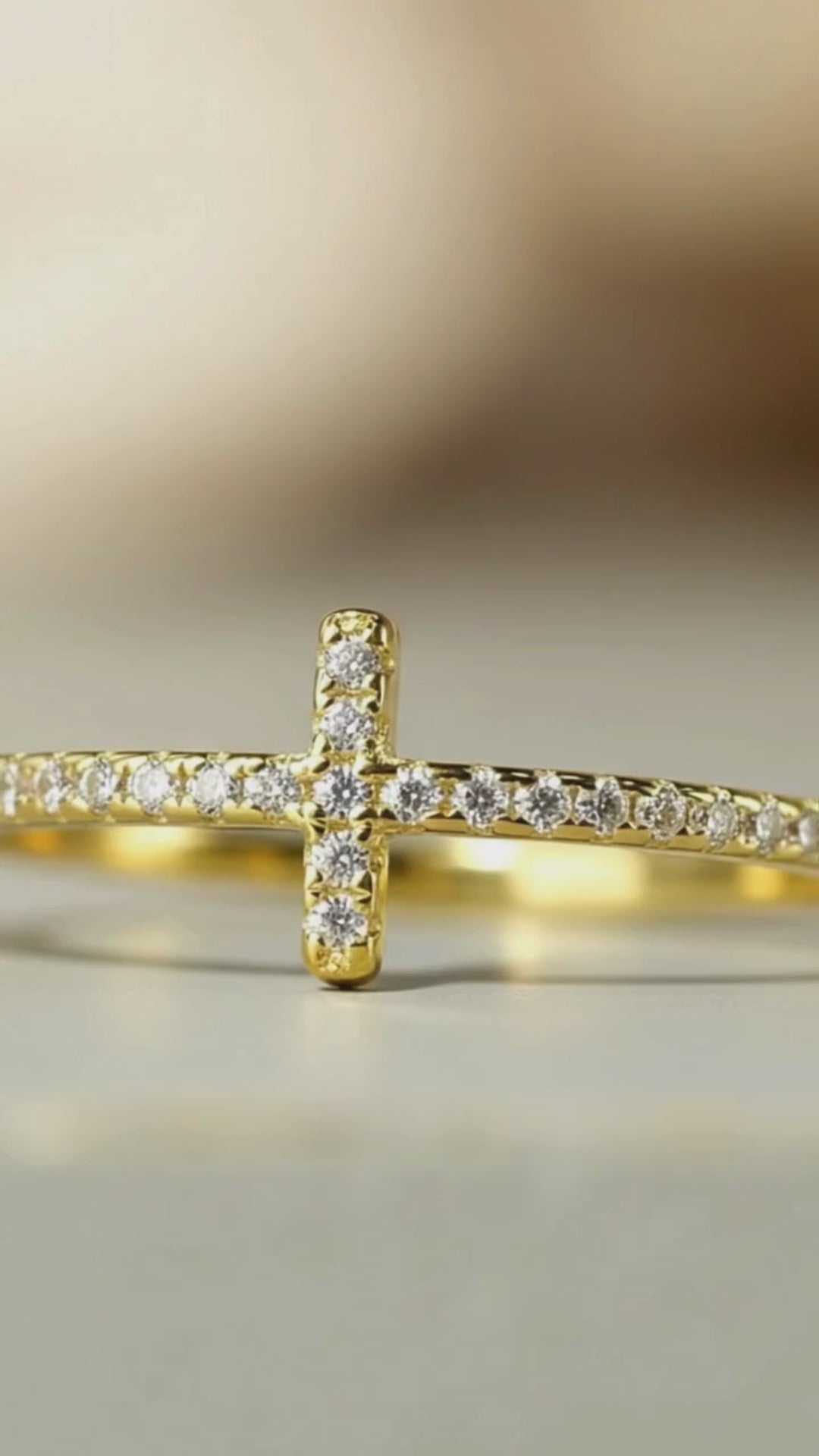 Tiny Cross Ring • Gold or Silver Band • Minimalist Faith Ring • Dainty Christian Jewelry • Thin CZ Cross • Everyday Protective Ring