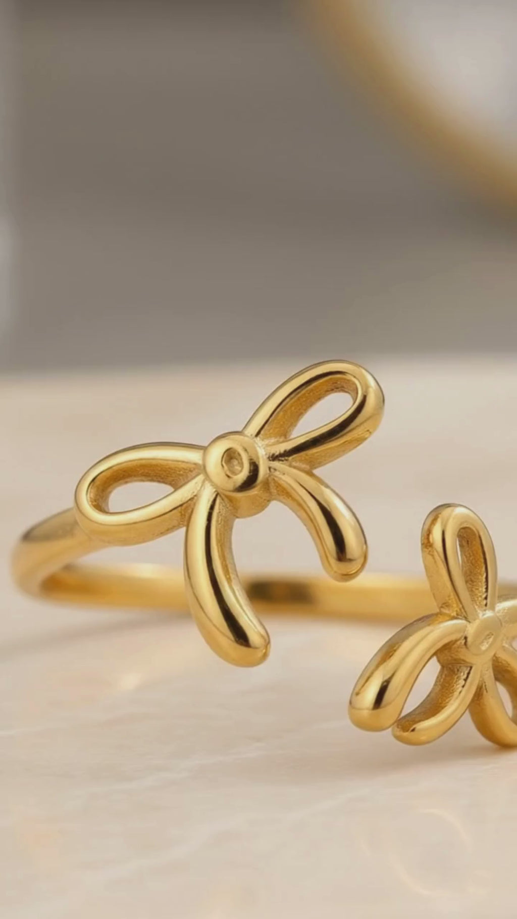 Gold Bow Ring Adjustable, 14K Gold Ribbon Bow Ring, Small Bow Ring, Coquette Jewelry, Delicate Romantic Gift for Her