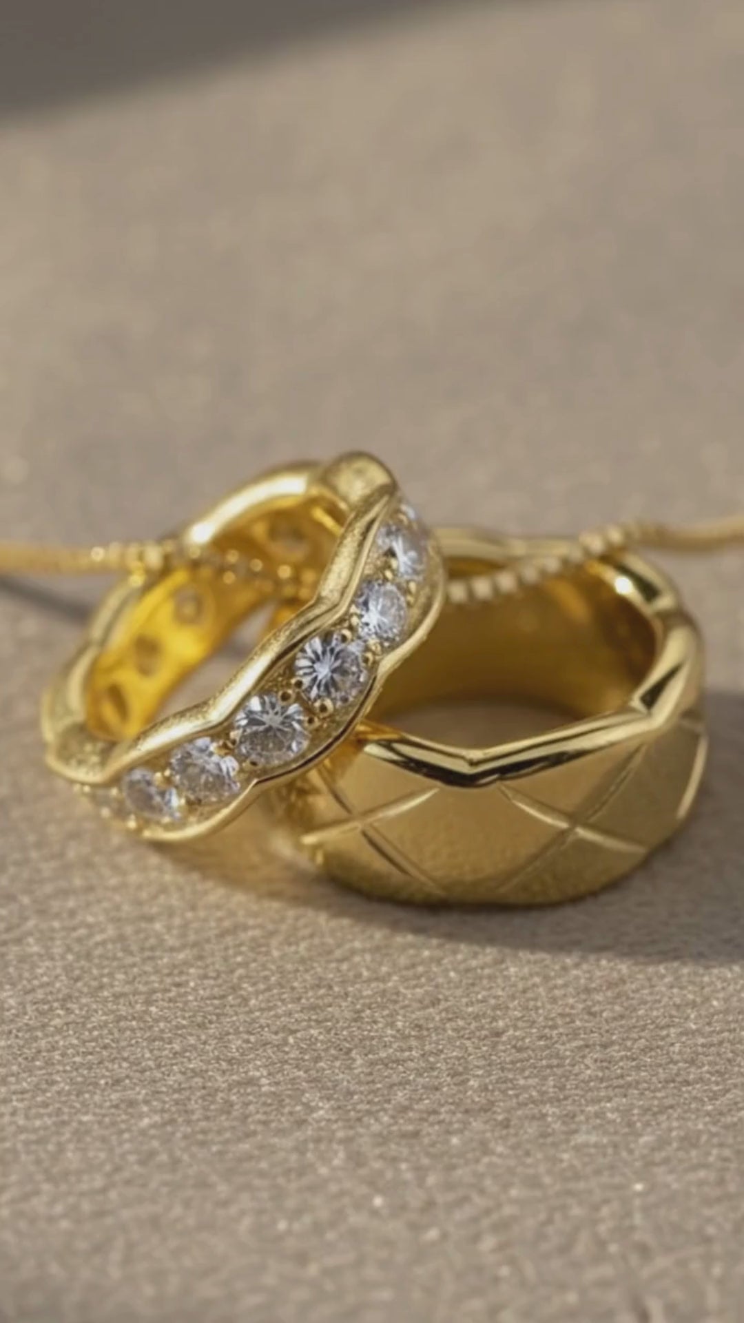 Double Ring Necklace • Engagement Ring Keeper Holder • Couple Gift • Anniversary Jewelry