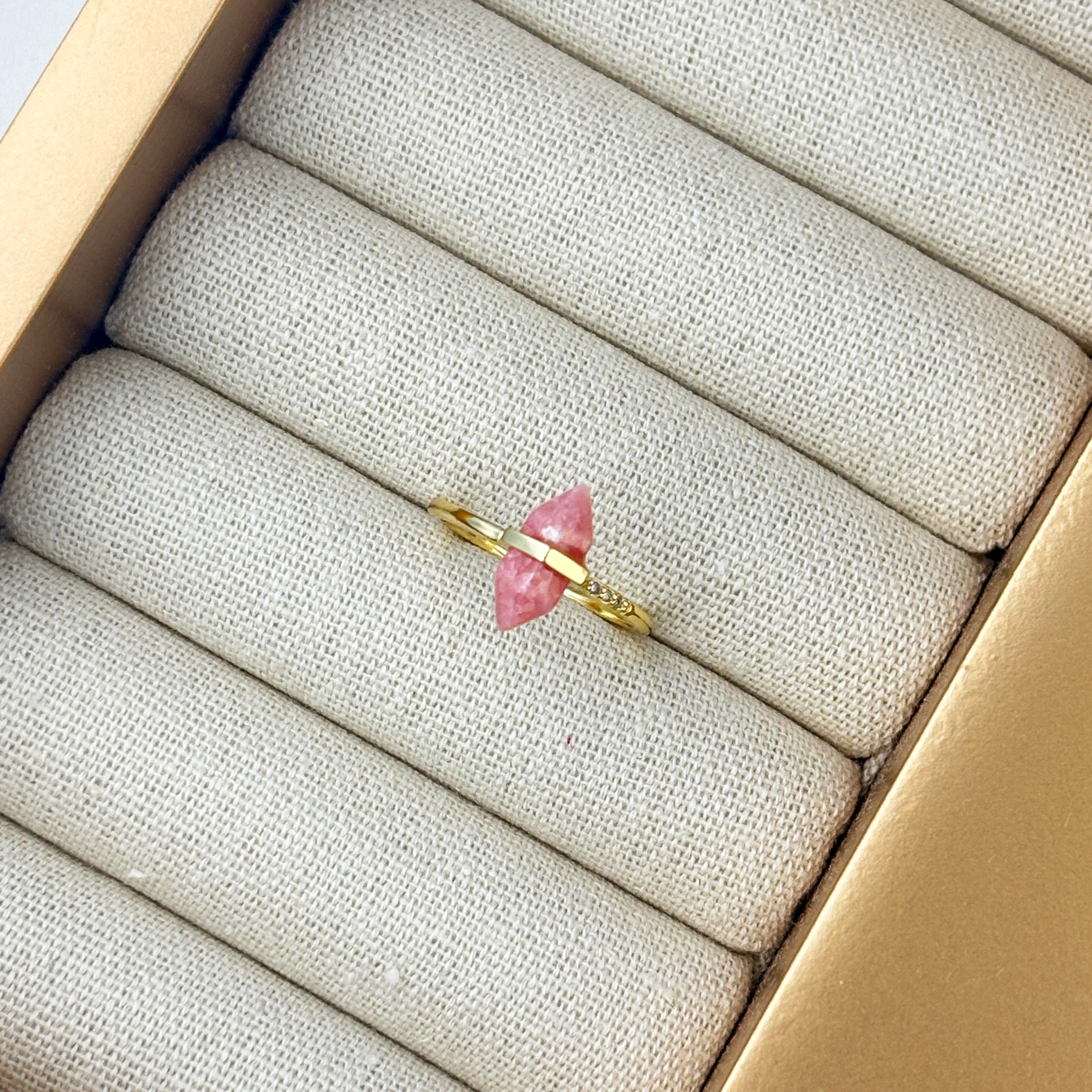 Obsidian Crystal Point Ring — Adjustable Gold Ring for Protection & Strength